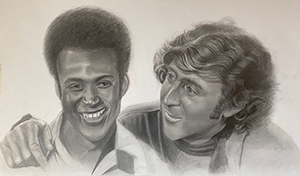 Image of Brent Jones graphite drawing, "You Know...Morons?"
